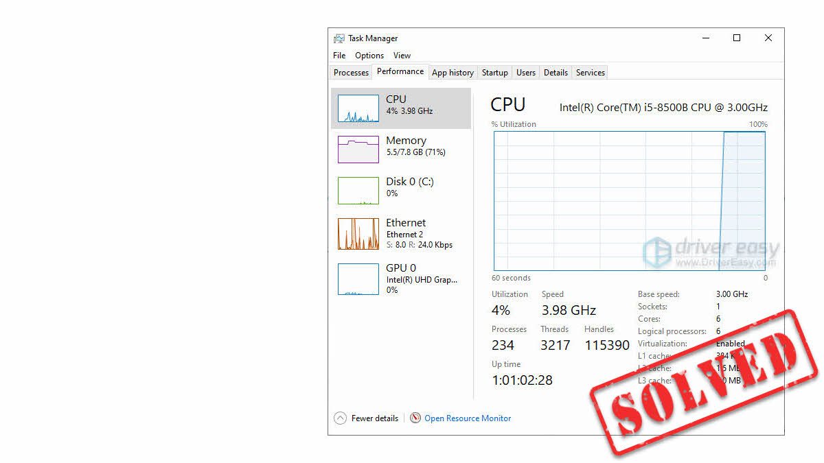 how to fix 100% cpu usage