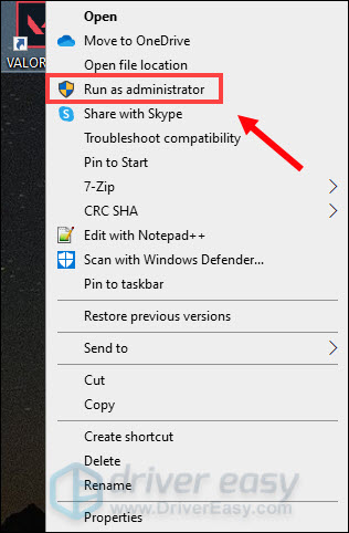 run VALORANT as administrator