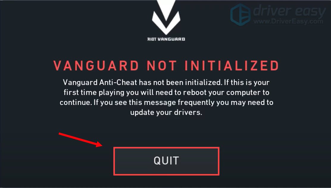 VANGUARD NOT INITIALIZED error