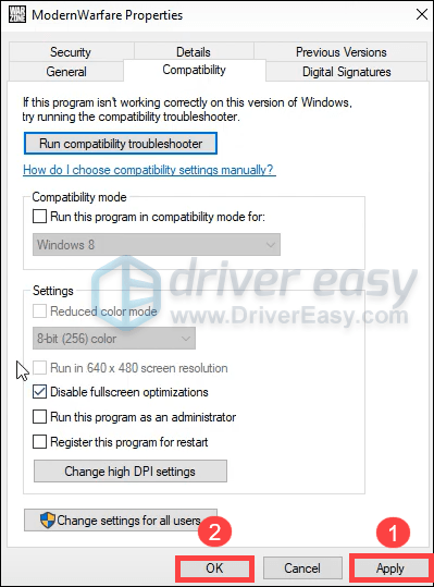 Call of Duty: Warzone disable fullscreen optimizations