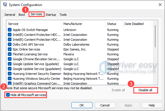 System Configuration services